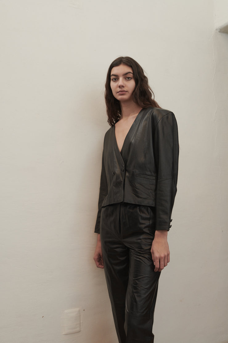 Vintage Leather Cropped Coat - Desert Vintage