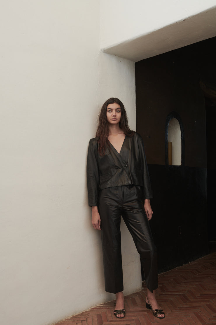 Vintage Leather Cropped Coat - Desert Vintage