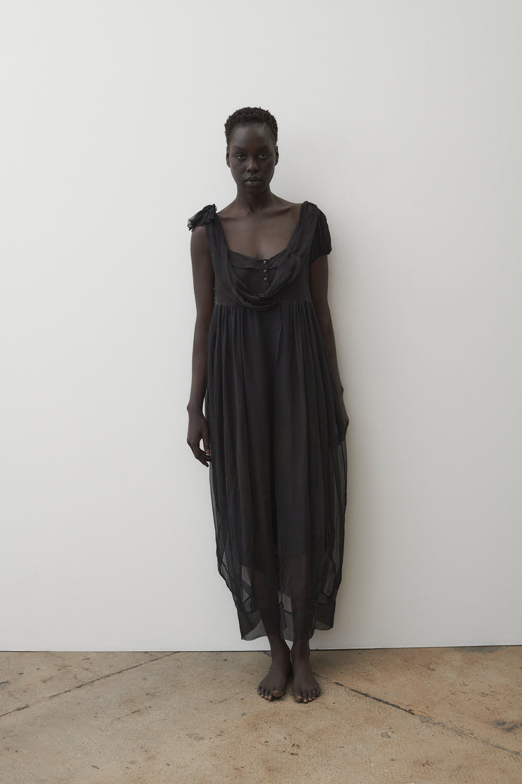 Galliano Black Silk Chiffon Gown - Desert Vintage