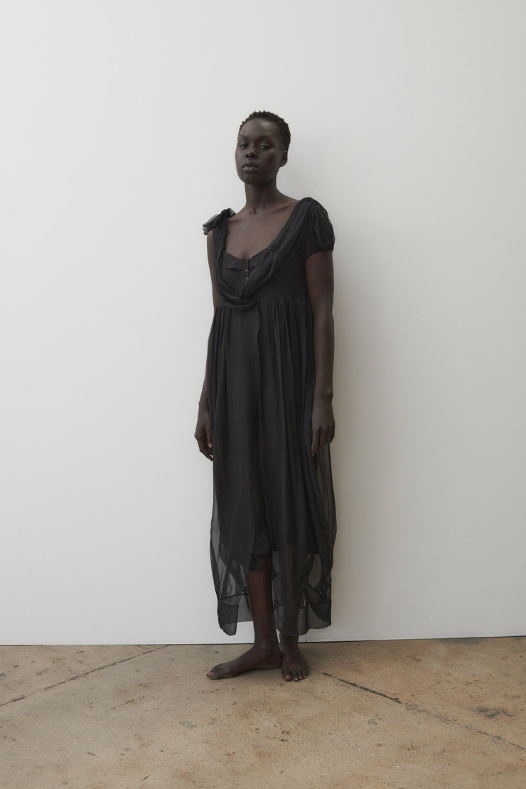 Galliano Black Silk Chiffon Gown - Desert Vintage