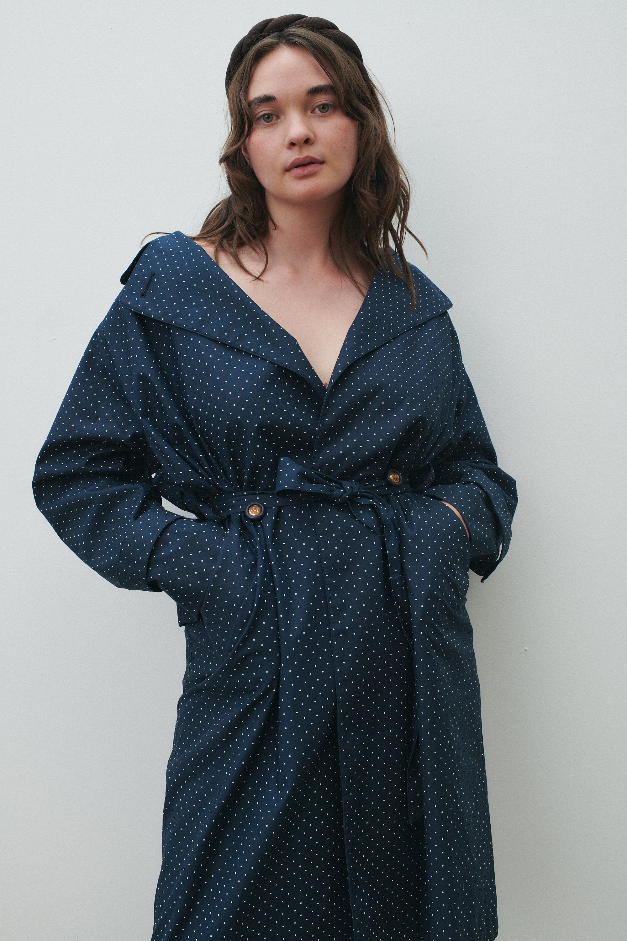 Blue and White Dotted Trench - Desert Vintage