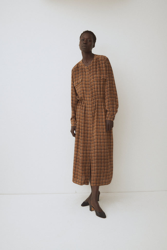 Early Calvin Klein Silk Plaid Dress - Desert Vintage