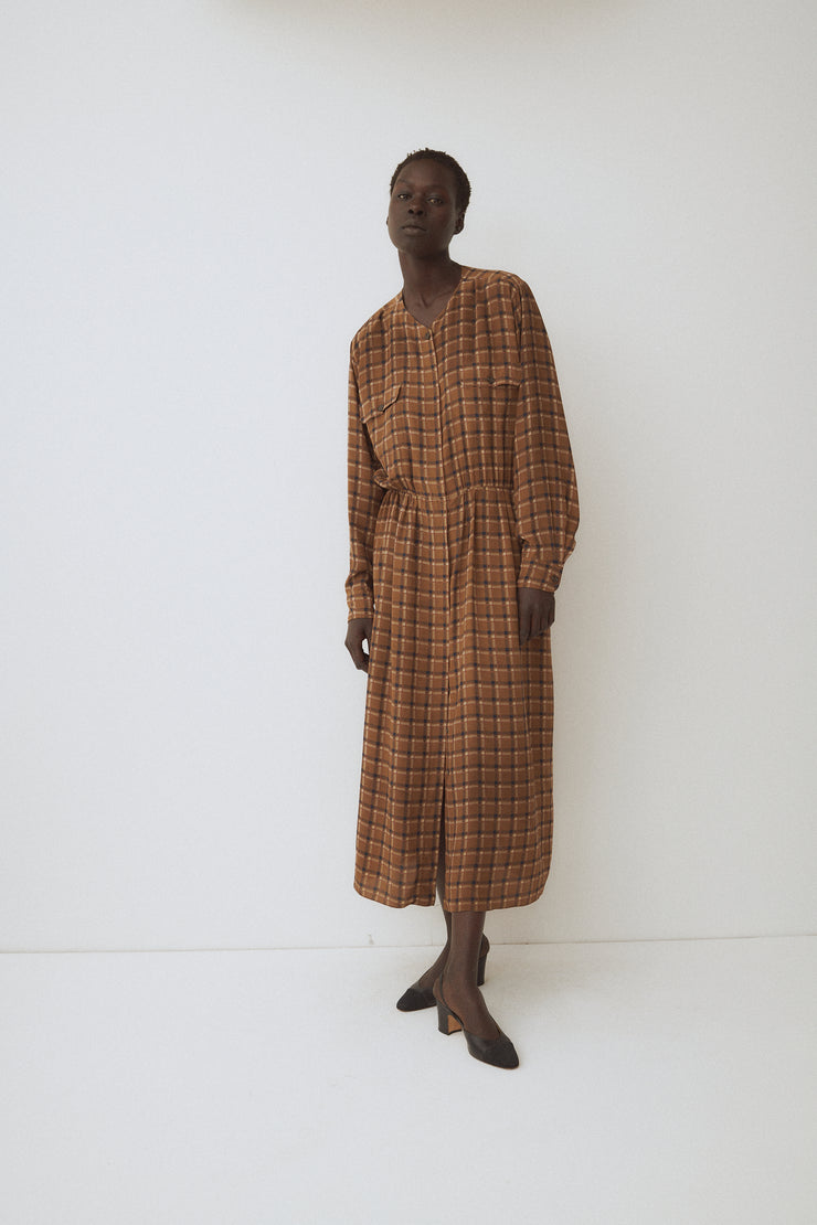 Early Calvin Klein Silk Plaid Dress - Desert Vintage