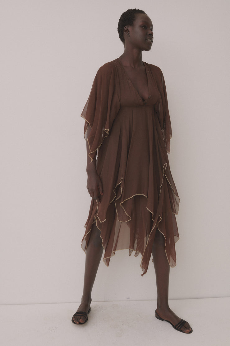 1970s English Chiffon Handkerchief Dress - Desert Vintage