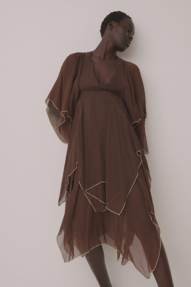 1970s English Chiffon Handkerchief Dress - Desert Vintage