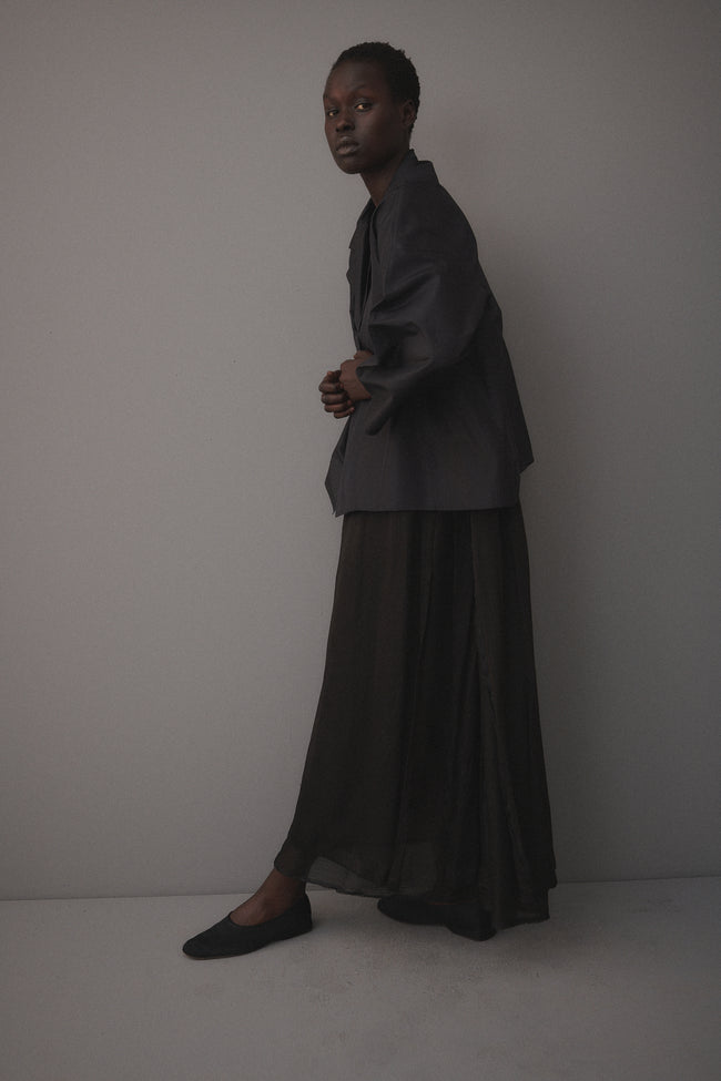 Black Woven Silk Skirt - Desert Vintage