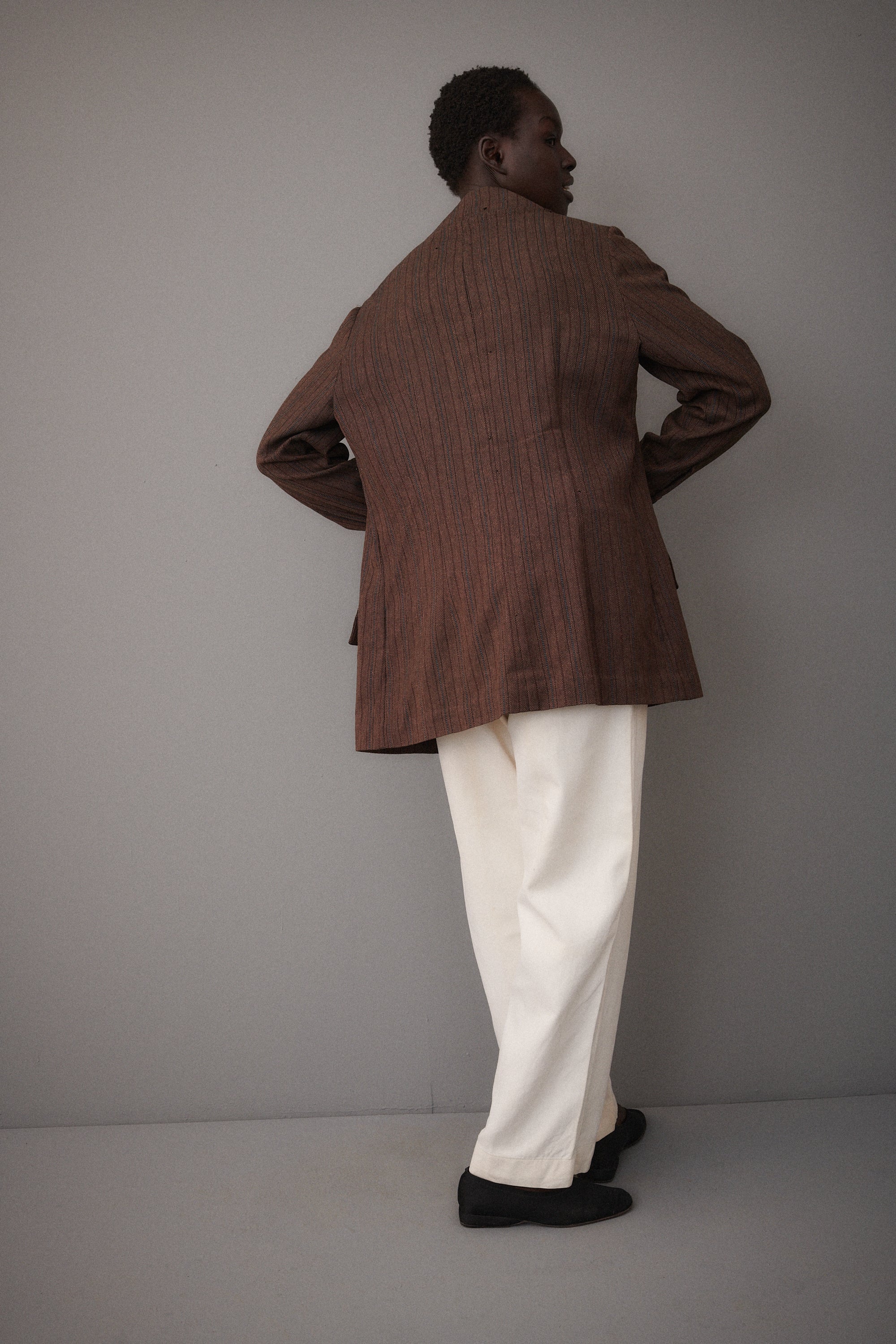 1920s Brown Pinstripe Wool Coat - Desert Vintage