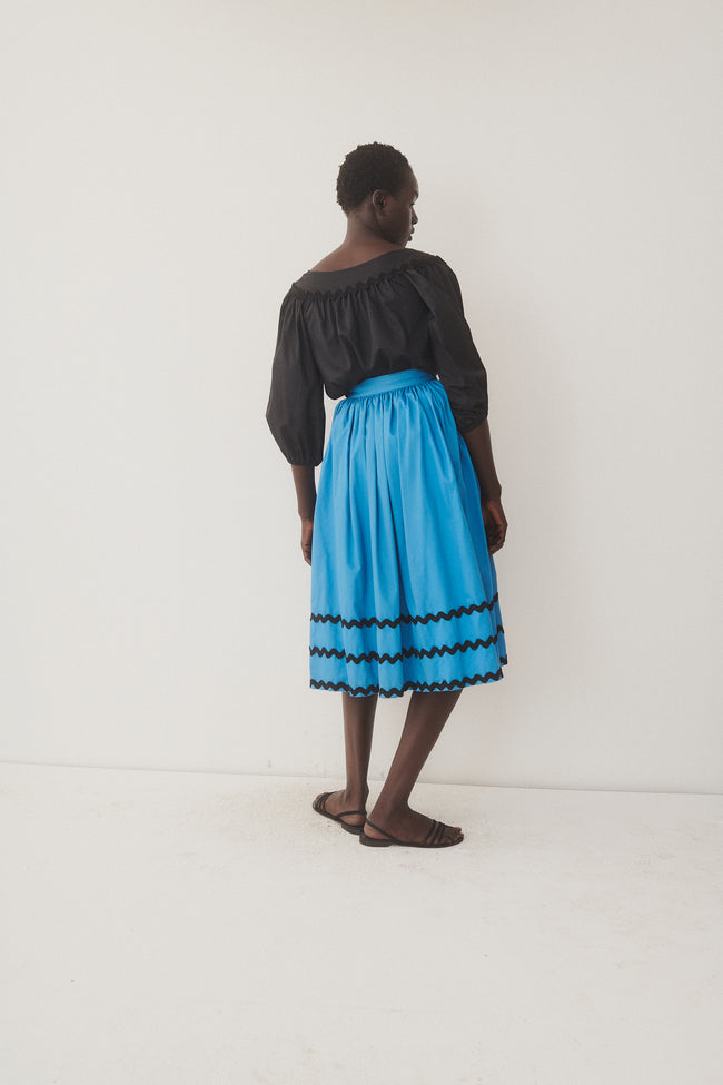Ysl Turquoise Ric-Rac Cotton Skirt - Desert Vintage