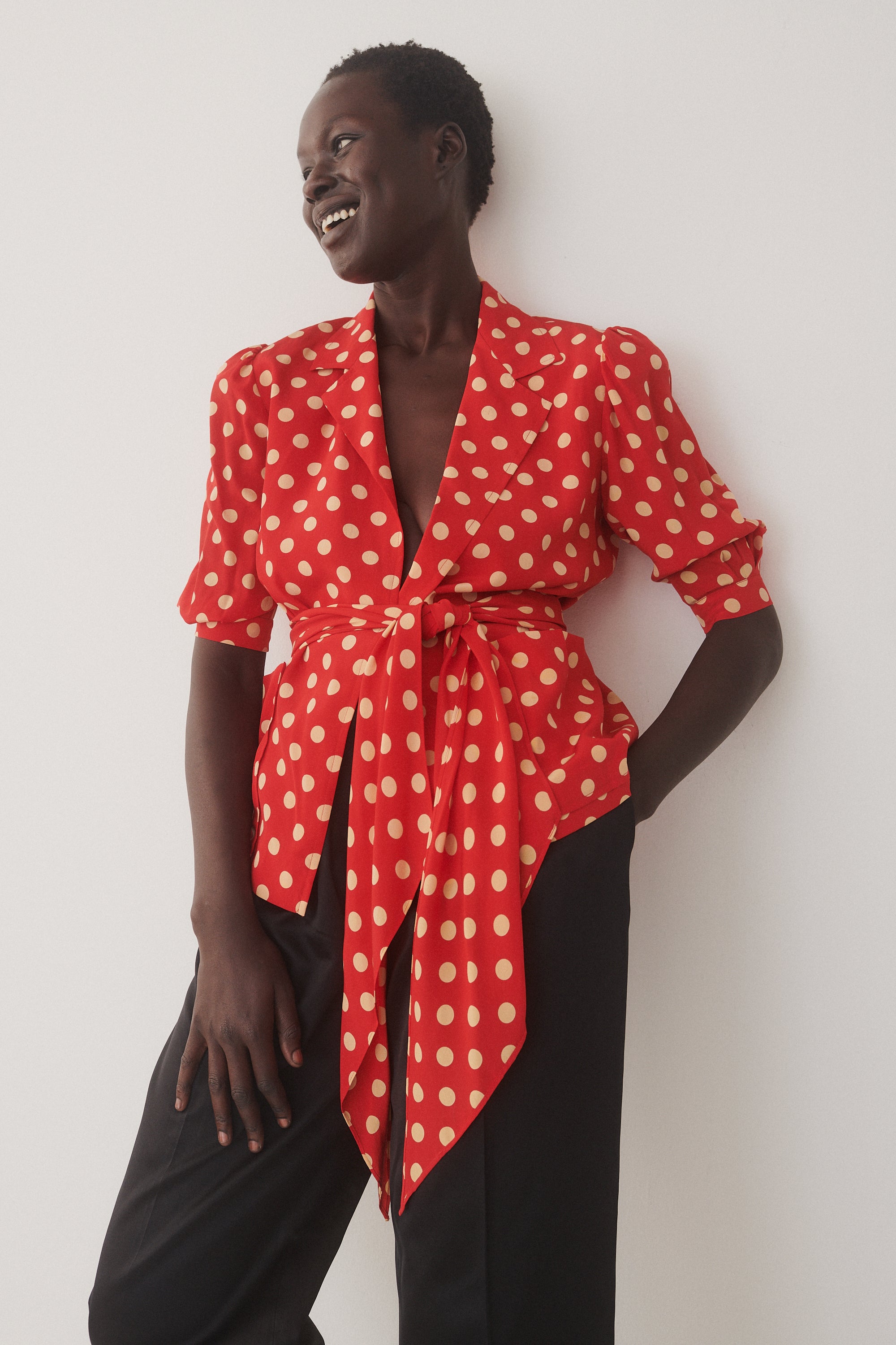 Vintage Red Dot Silk Blouse - Desert Vintage