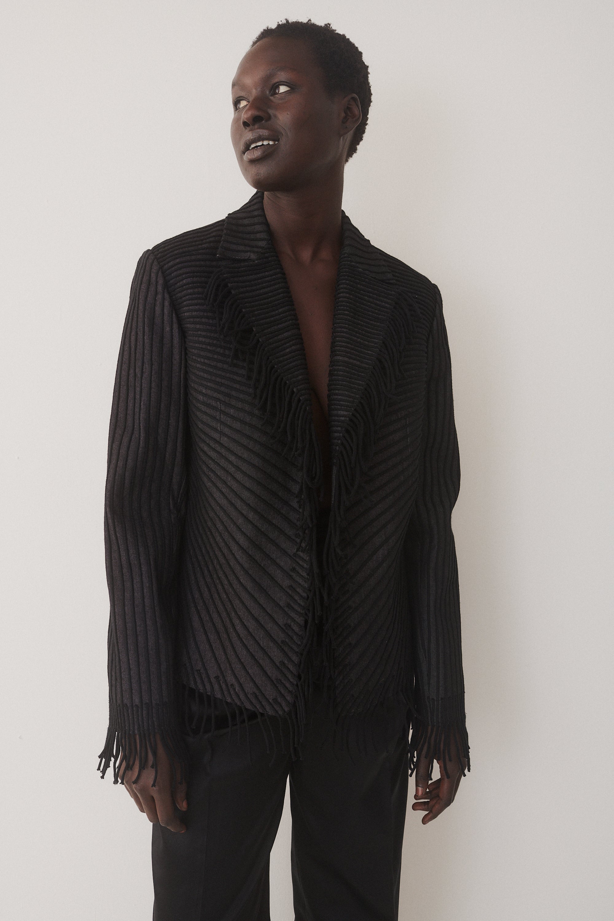 Vintage Dark Gray Fringe Blazer - Desert Vintage