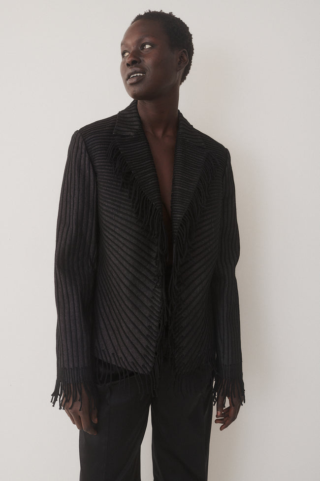 Vintage Dark Gray Fringe Blazer - Desert Vintage