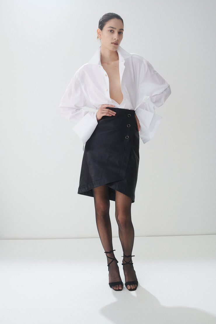 Ysl Black Leather Skirt - Desert Vintage