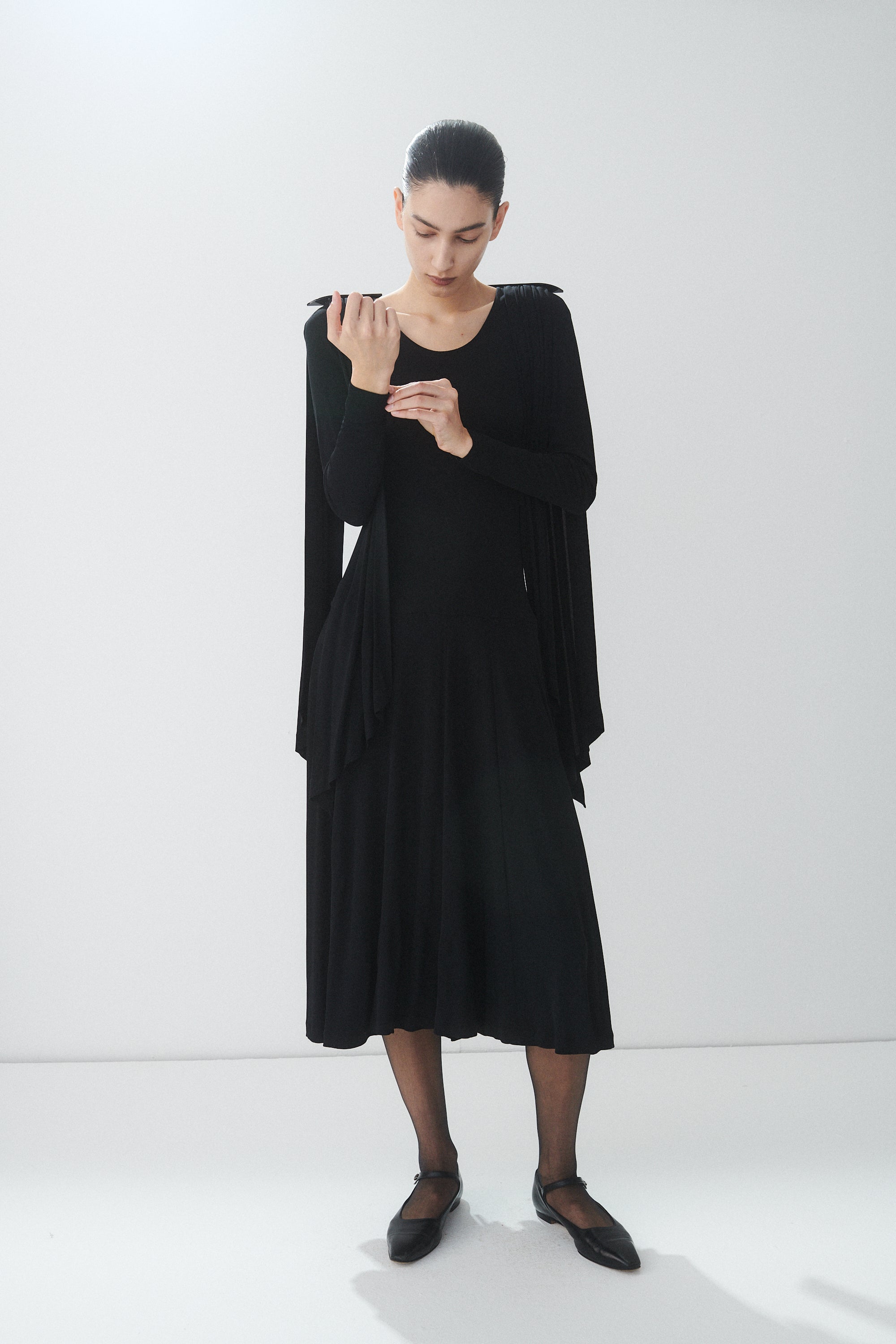 Jean Muir Black Draped Dress - Desert Vintage