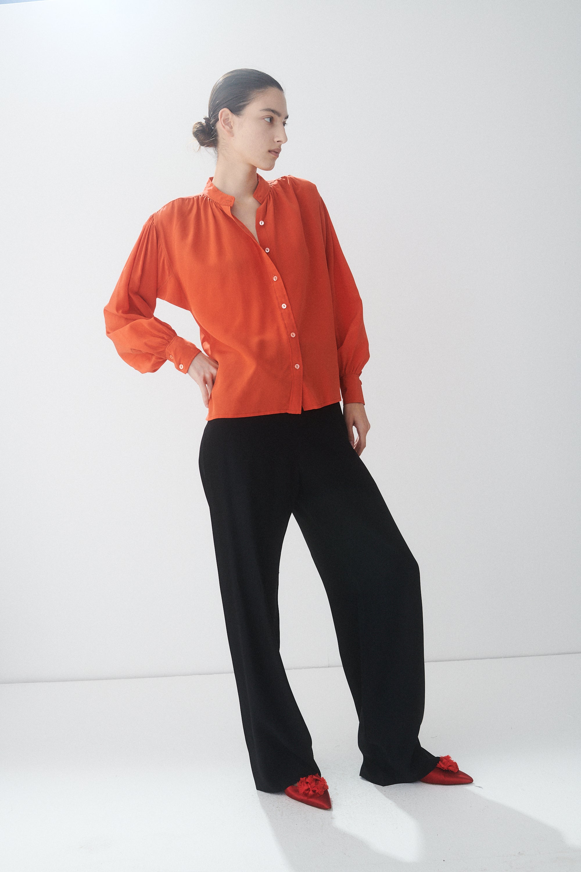 Ysl Orange Silk Blouse - Desert Vintage