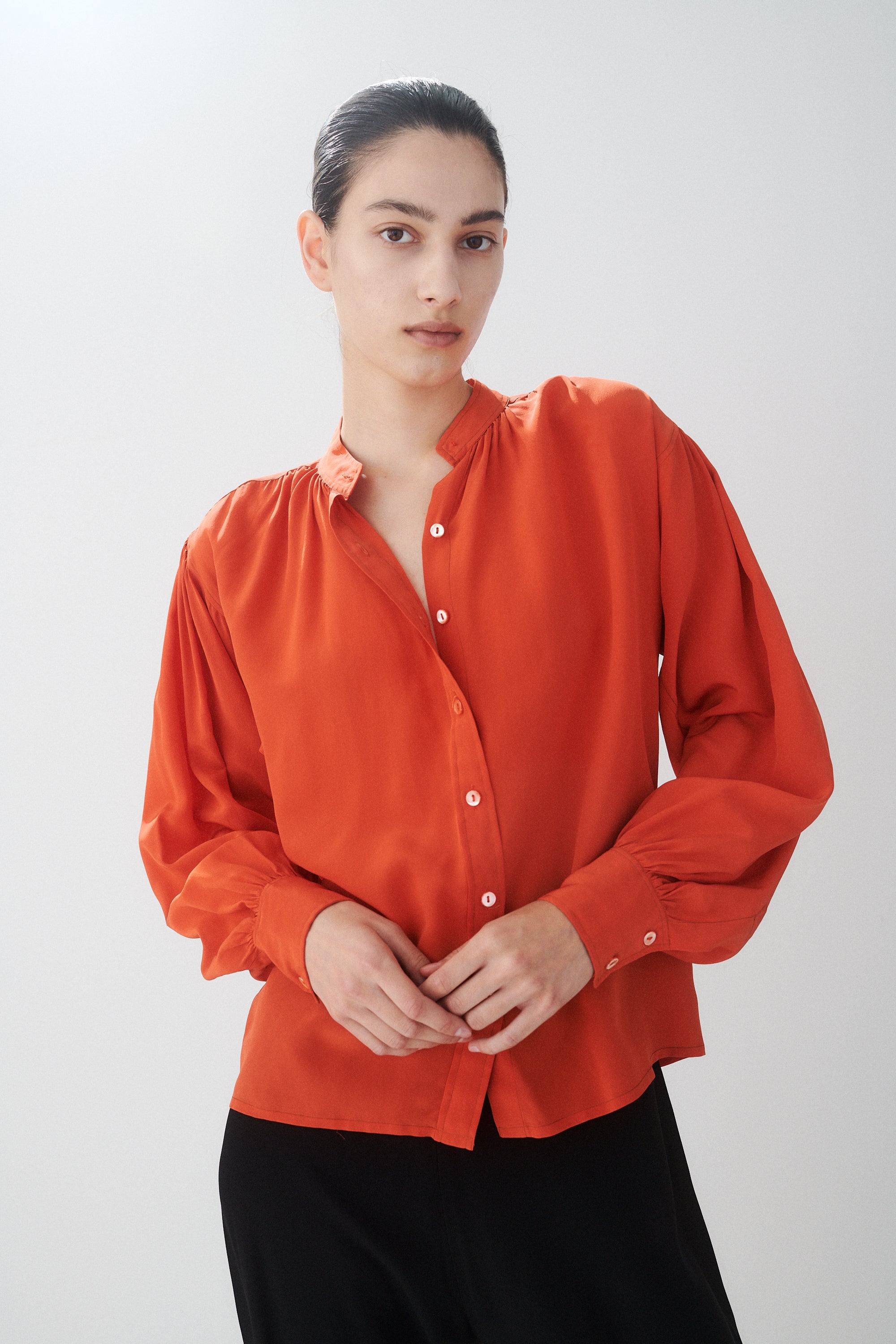 Ysl Orange Silk Blouse - Desert Vintage