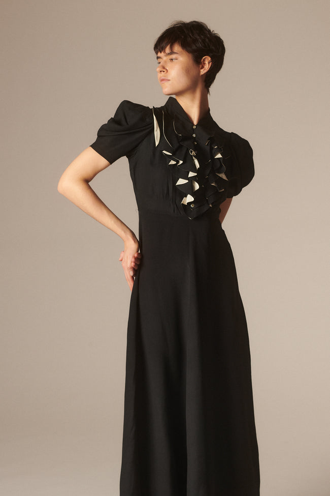 1930s Black Silk Evening Gown - Desert Vintage