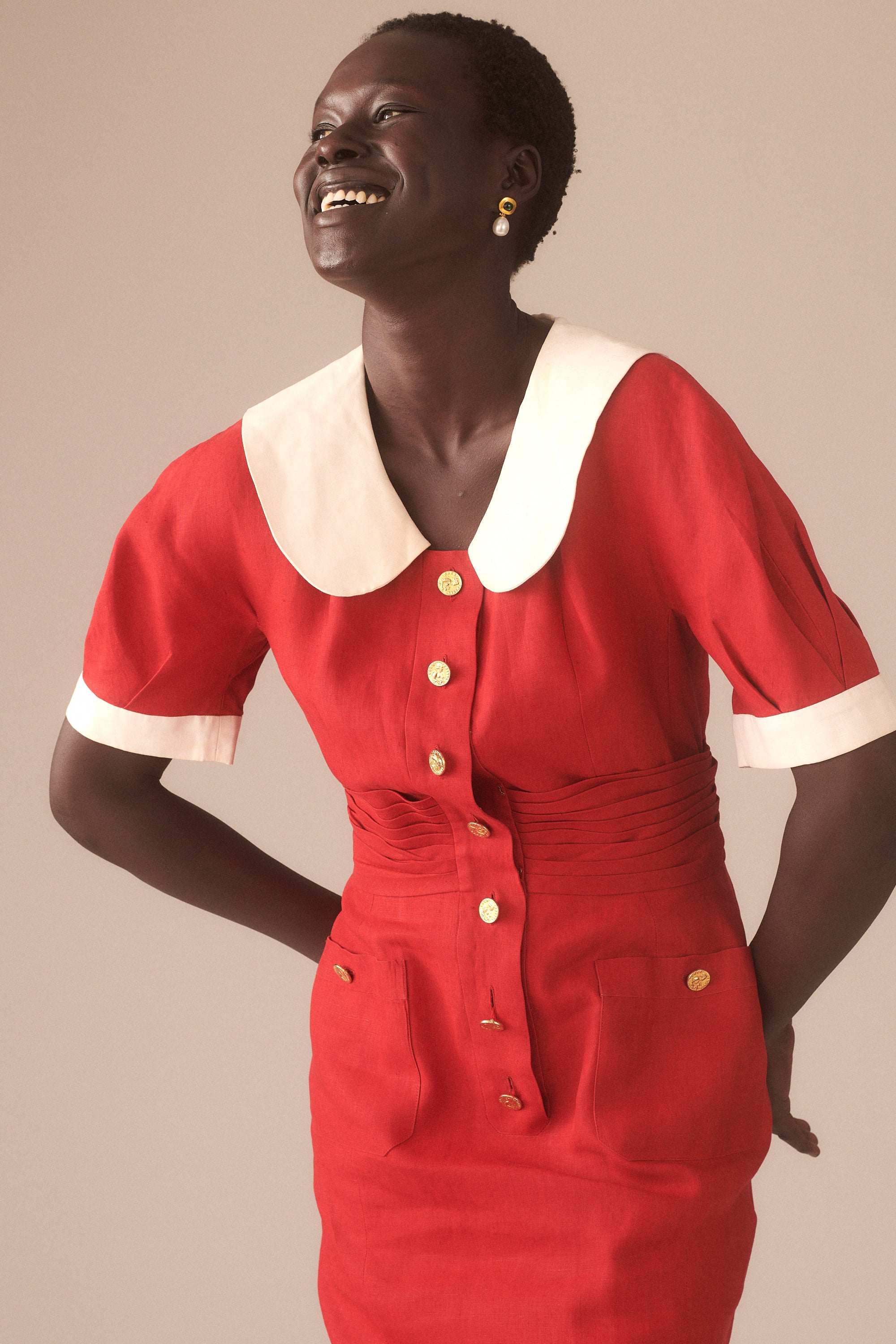 Chanel Club Collar Red Dress - Desert Vintage