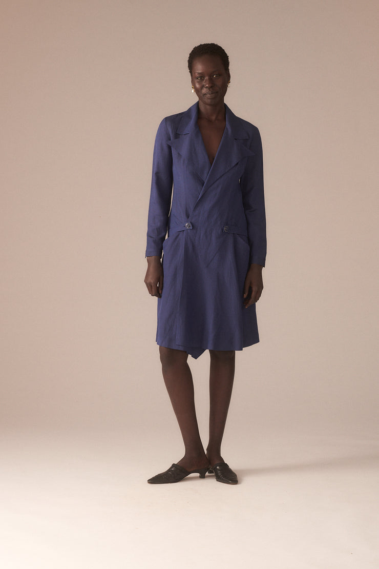 Chanel Blue Silk Trench Dress - Desert Vintage