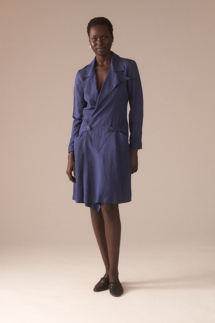 Chanel Blue Silk Trench Dress - Desert Vintage