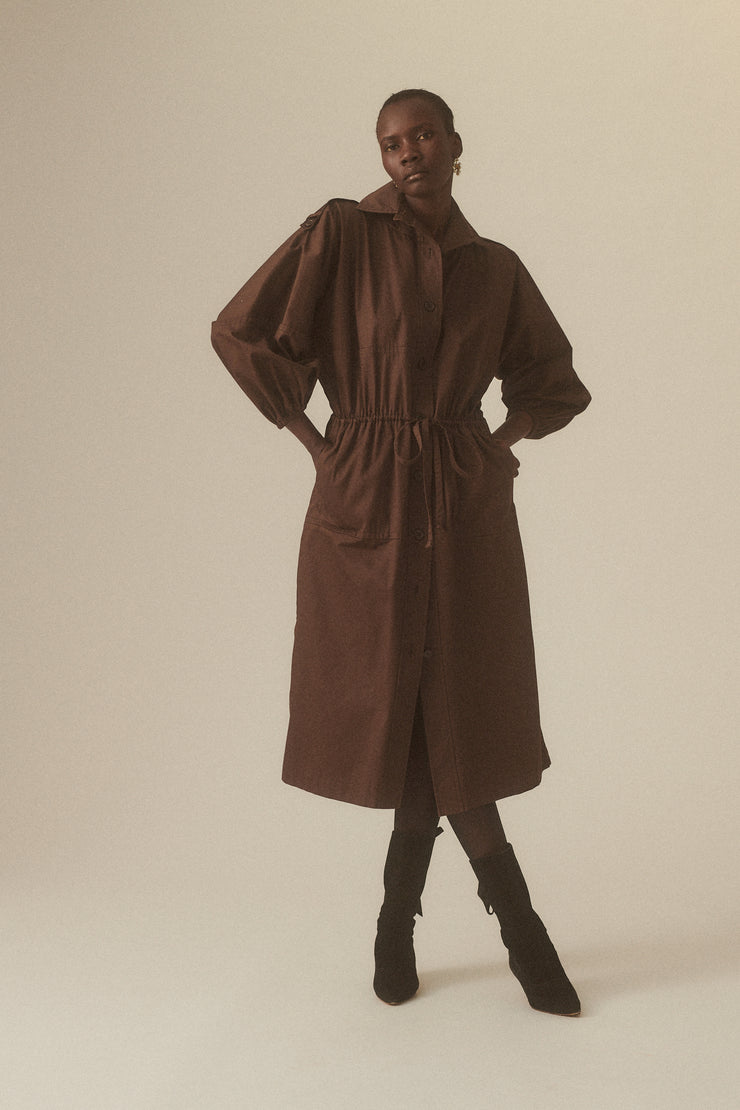 Ysl Brown Cotton Coat - Desert Vintage