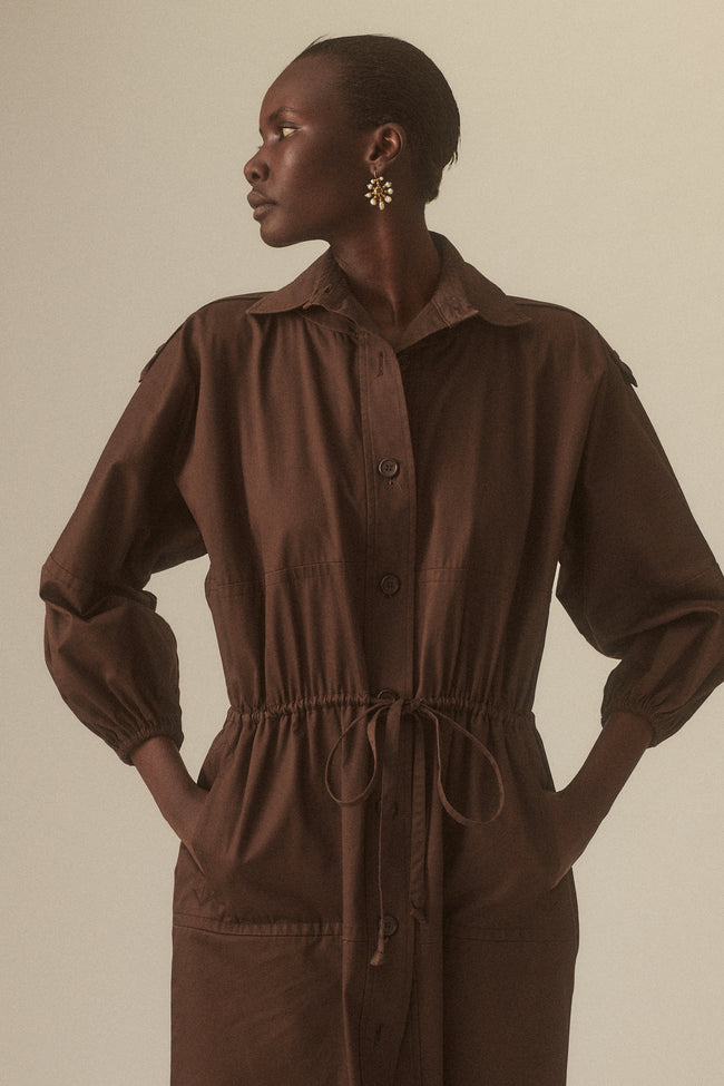 Ysl Brown Cotton Coat - Desert Vintage