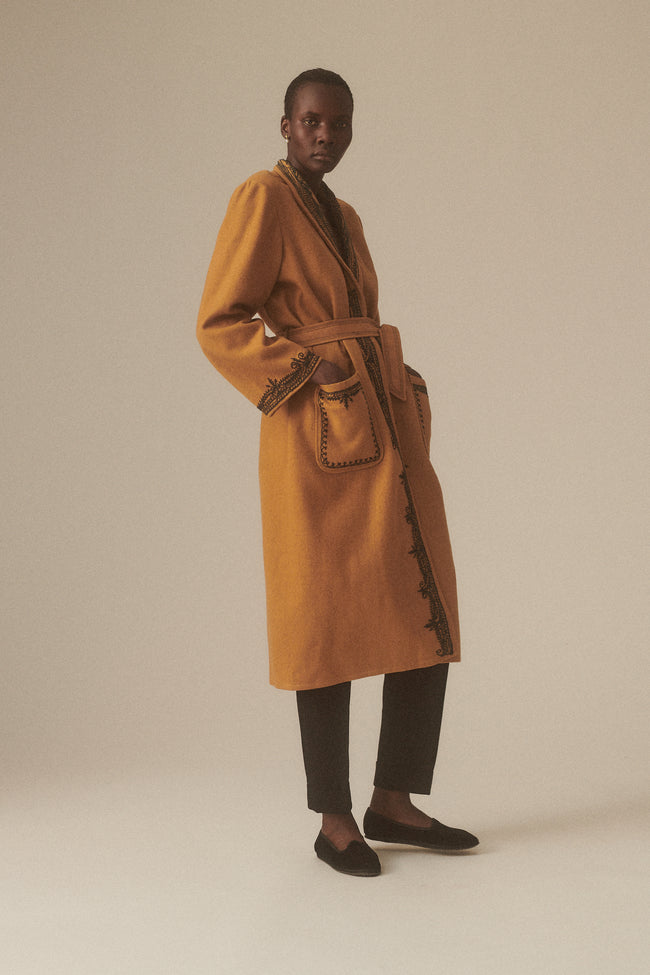 Embroidered Wool Folk Coat - Desert Vintage