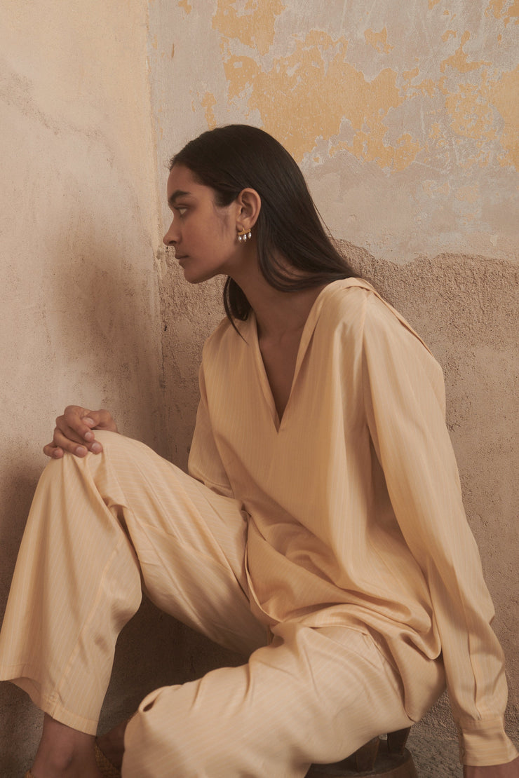 Ténéré Inés Pant in Pale Ochre Stripe - Desert Vintage
