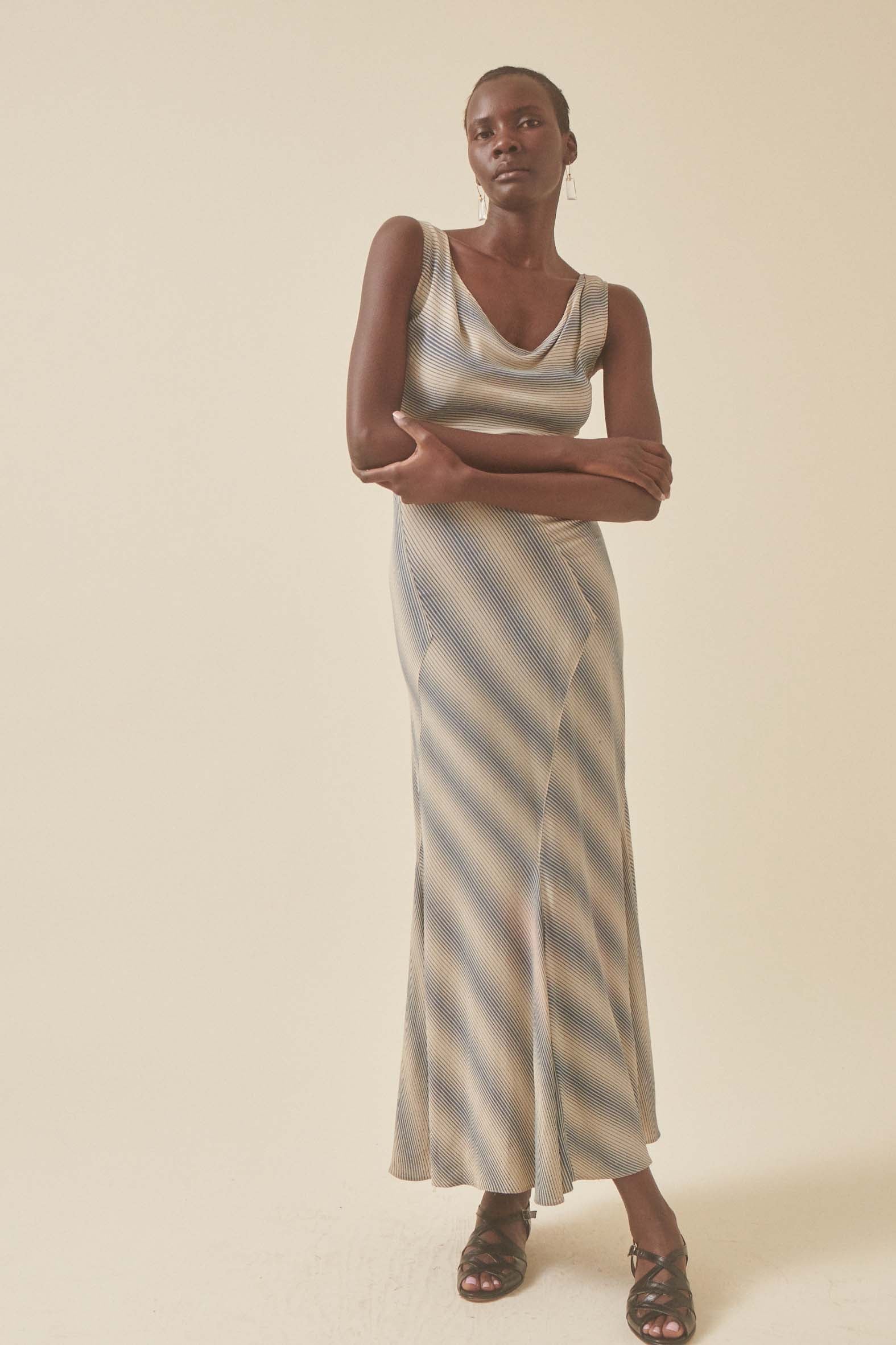 1930s Bias Cut Stripe Dress - Desert Vintage