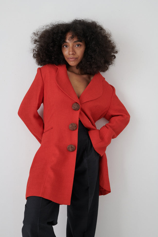 Galliano Era Dior Red Suit Coat - Desert Vintage