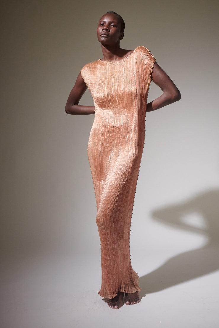 Fortuny Delphos Shell Pink Gown - Desert Vintage